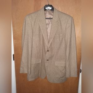 Saville Row Tweed Sport Coat Blazer 44L Brown Tan Wool Jacket China Silk
